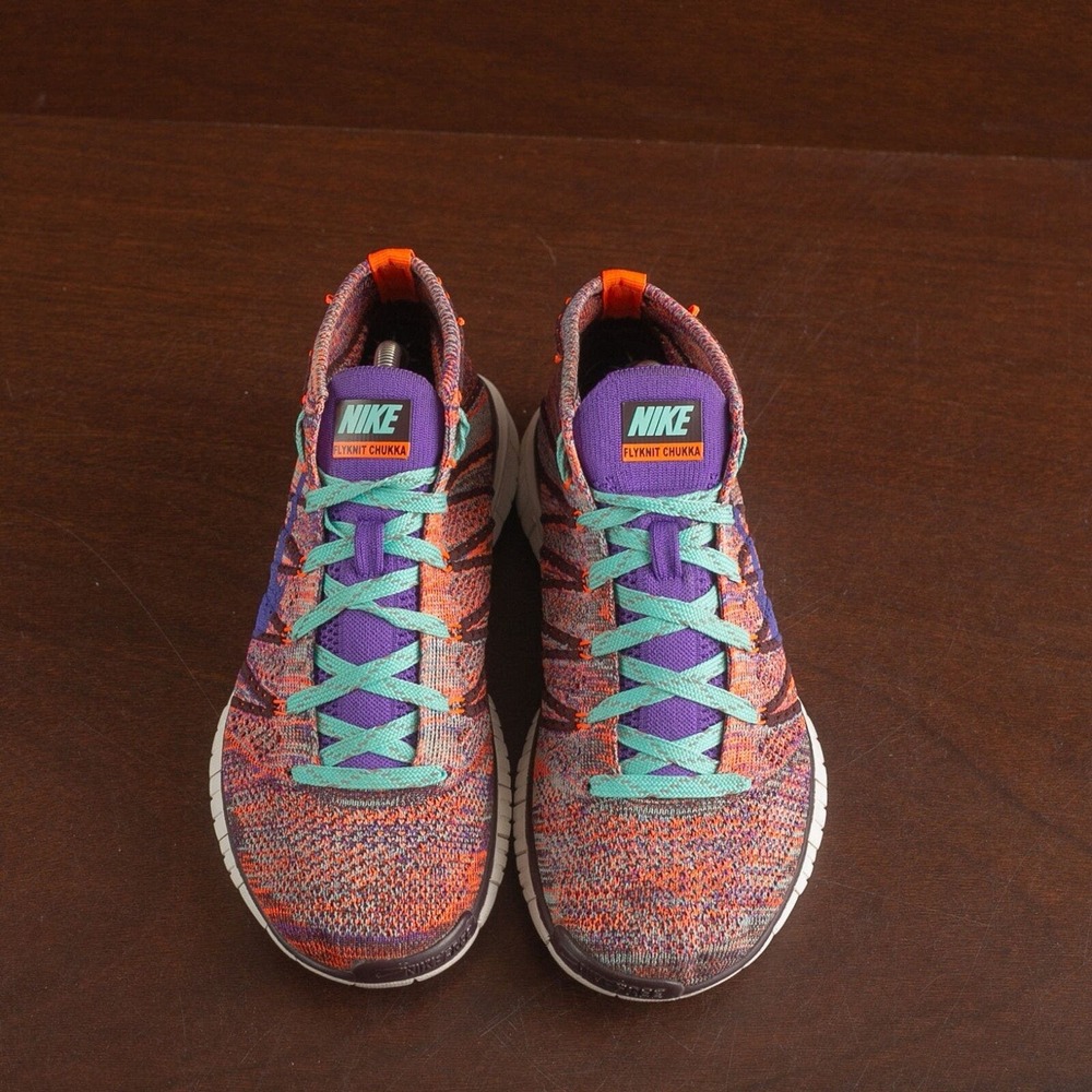 Nike Flyknit Chukka Running Sneaker Shoes Womens SZ 6.5 Purple/Red 639699-801 - Picture 2 of 8